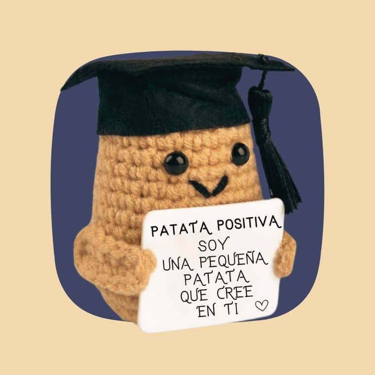 Colegiala Patata Positiva | Regalo Original e Inspirador | Inspirar el éxito académico | Idea divertida y motivadora para estudiantes | Objeto de decoración de oficina Hogar y escuela | Estímulo al estudio y la perseverancia