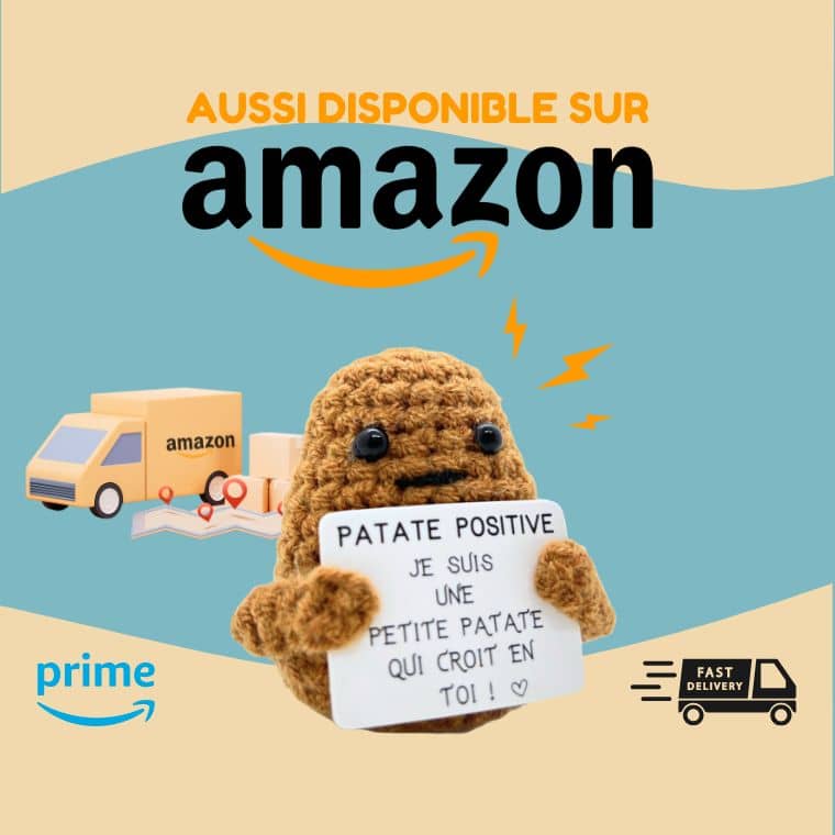 Patate Positive - Peluche Motivation Drôle - Cadeau Original Anniversaire, Bureau, Déco - Message Encourageant