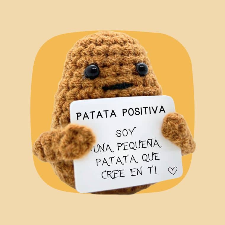 Regalo Original y Divertido | Patata Positiva en Español | Idea Graciosa | Cumpleaños Hombre Mujer Pareja Adolescente | Colega Objeto de Oficina | Peluche Inusual | Gadget Útil y Divertido | Muñeco de Humor y Motivación