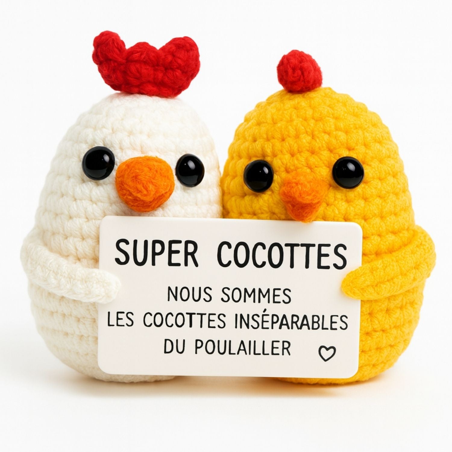 Poupées Tricotées Pocket Hug - Lot De 2 (Tournesol Et Amour) - Laine Douce, Environ 17 Cm - Cadeau émotionnel Positif